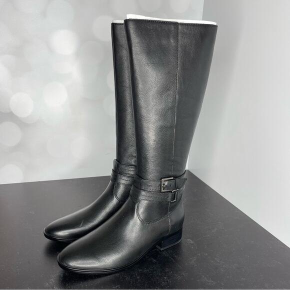 Naturalizer Women's Reid High Shaft Boots Black Leather Sz 6.5 - Picture 2 of 9